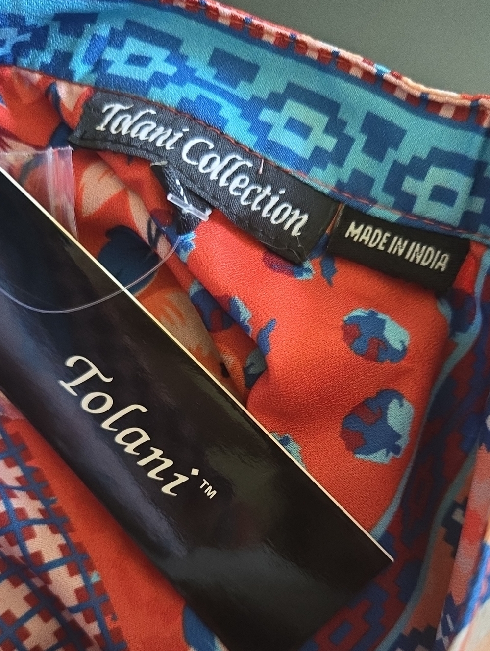 NWT Tolani Collection Boho Mixed Floral Tunic Blouse Rust Orange Sz XS QVC - Picture 5 of 7